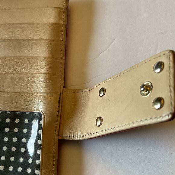 Kate Spade Wallet With Coin Zip New York Red patent Leather Tan Inside Used - Picture 7 of 16